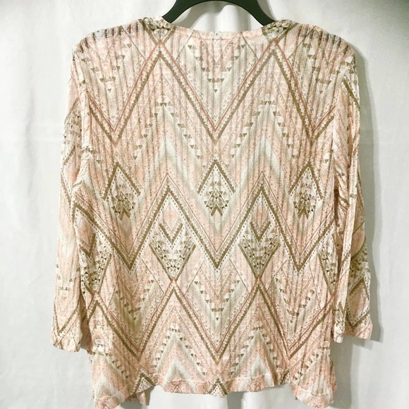 Alfred Dunner Women's M Pink and Brown Chevron Open Front Top - Picture 4 of 8